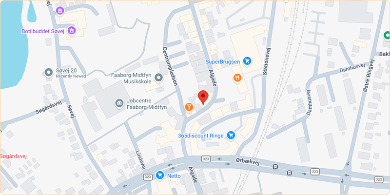 Kort over Olsen Barbershop, Algade 34, 5750 Ringe